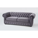 Divano Chesterfield 2 posti - Rivestimento in velluto antimacchia colore 23 grigio 
