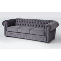 divano 3 posti capitonnè mod. chester - rivestimento in velluto antimacchia col. 23 grigio 