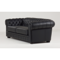 Divano Chesterfield 2 posti - Rivestimento in vera pelle cat. 4000 nero